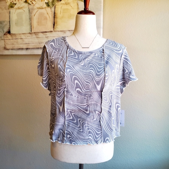 SO Tops - SO | Short Sleeve Seamed Tee in Gray Marble sz 2X